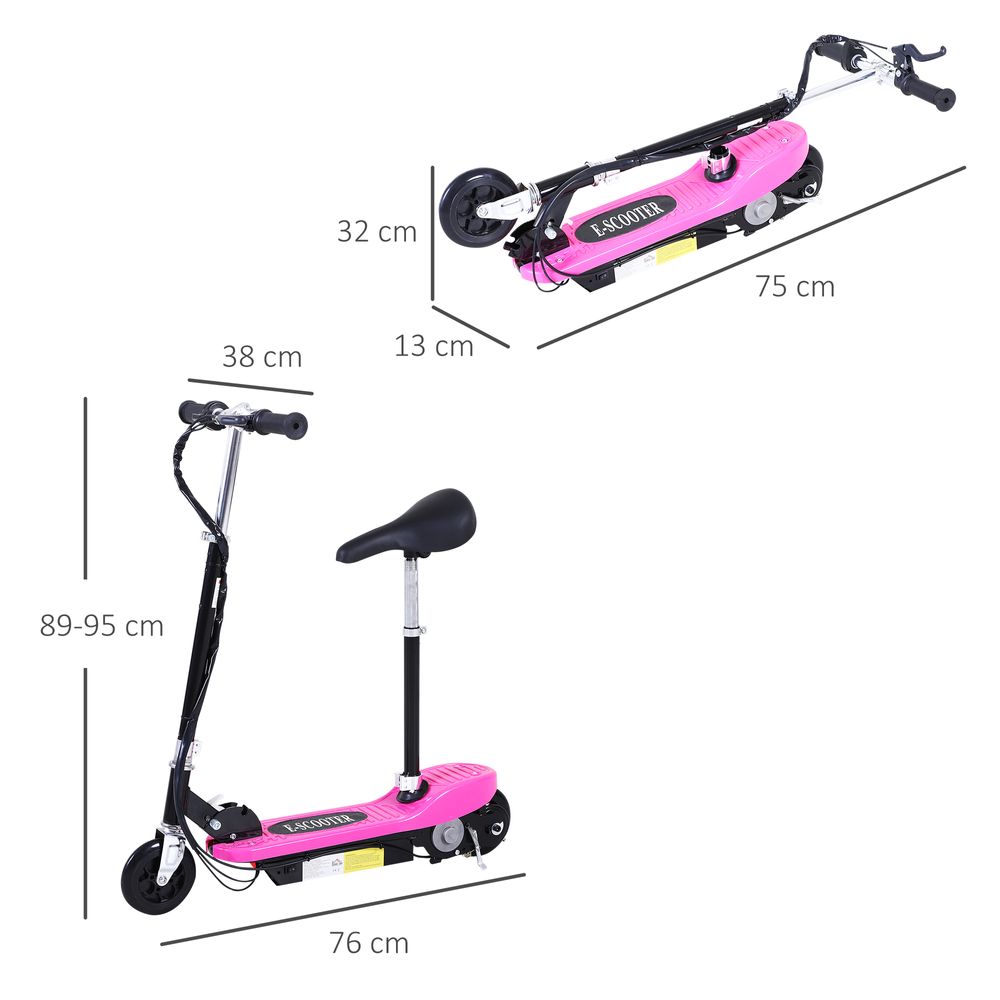 Kids Foldable Electric Powered Scooters 120W Toy Brake Kickstand Pink HOMCOM - anydaydirect