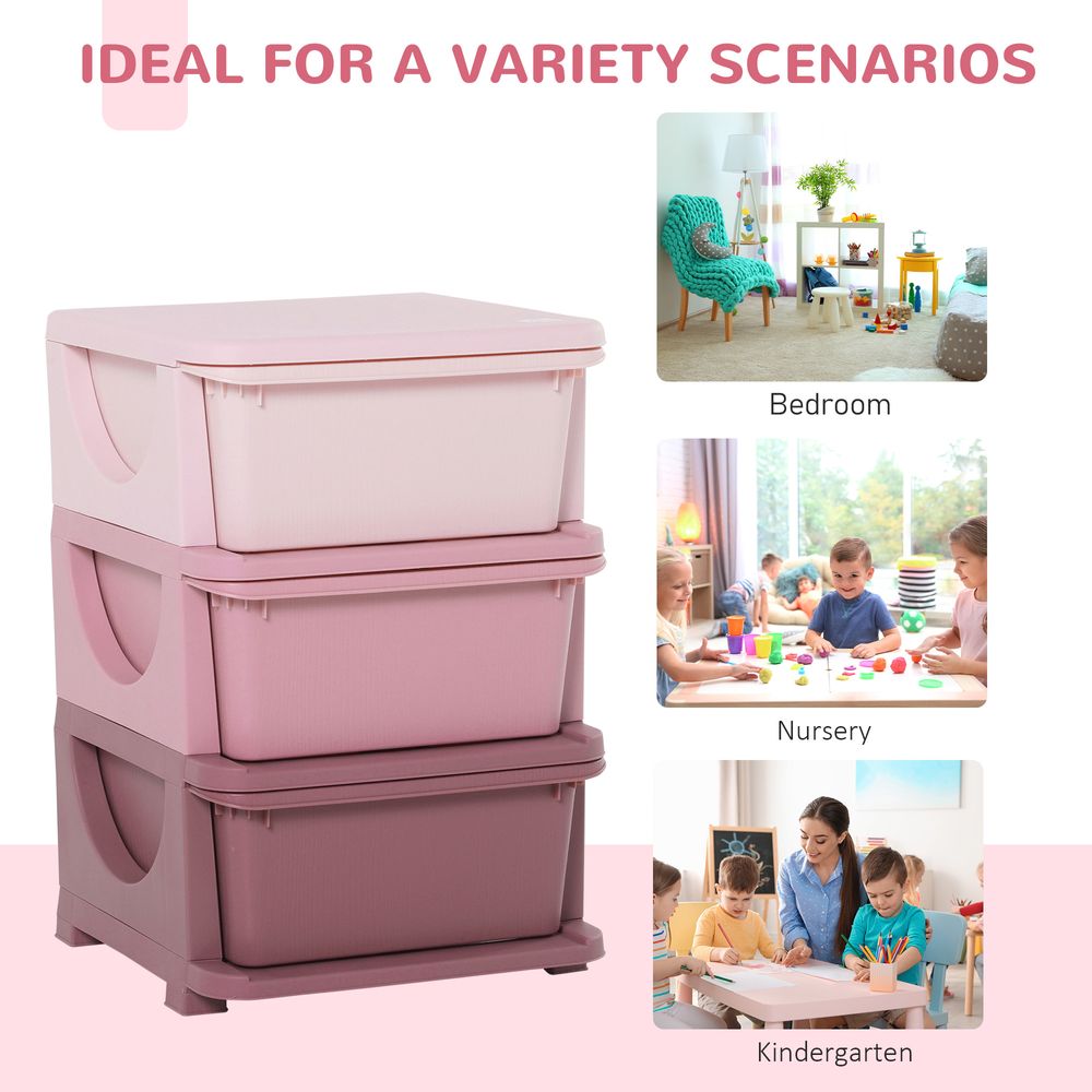 HOMCOM Kids Storage Units with Drawers 3 Tier Chest Vertical Dresser Tower - anydaydirect