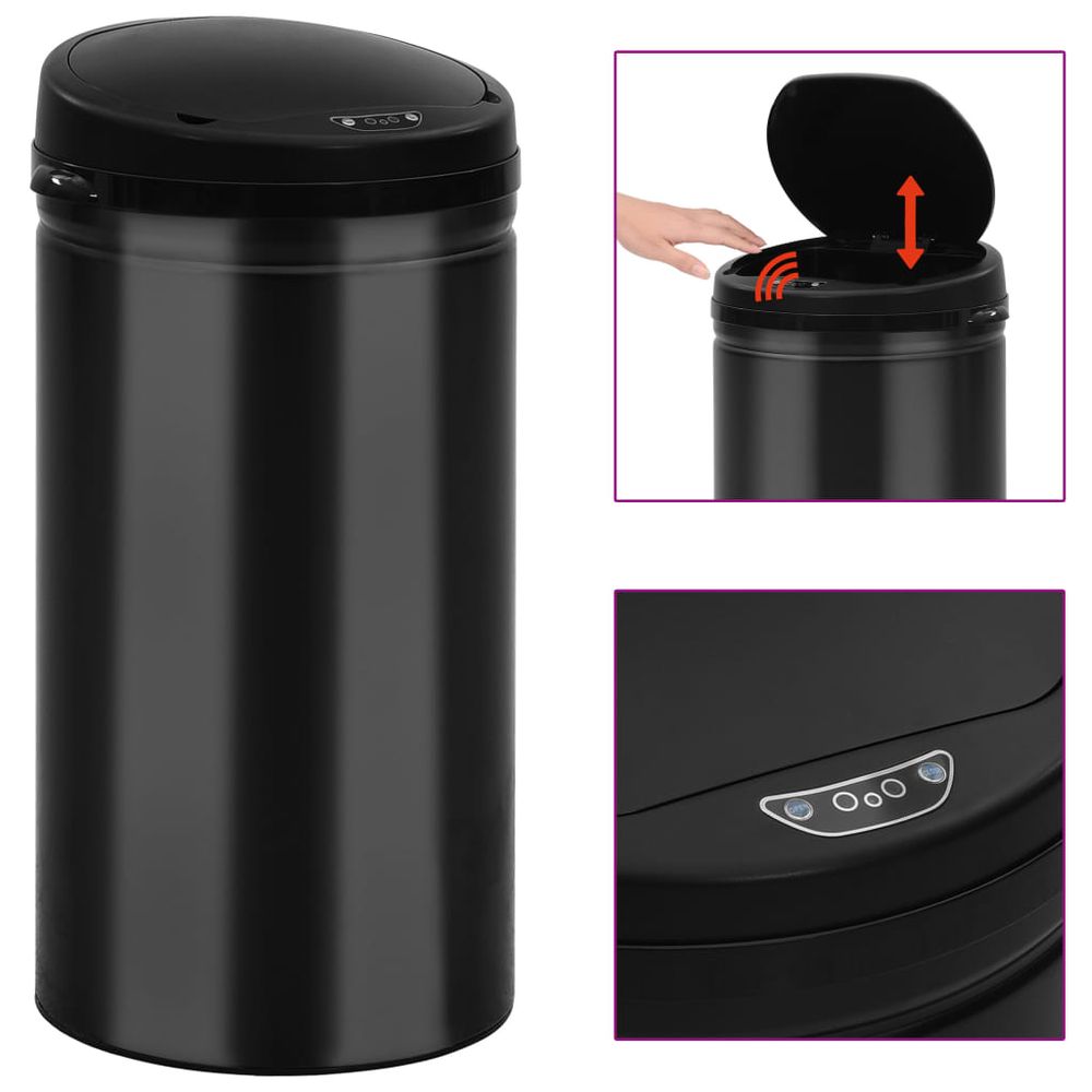 Automatic Sensor Dustbin 50 L Carbon Steel Black - anydaydirect