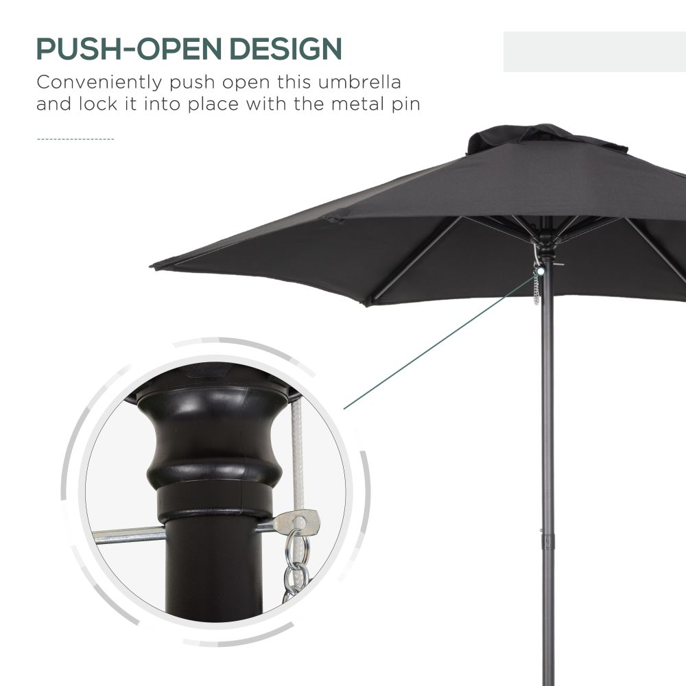 1.96m Parasol Patio Umbrella, Black - anydaydirect