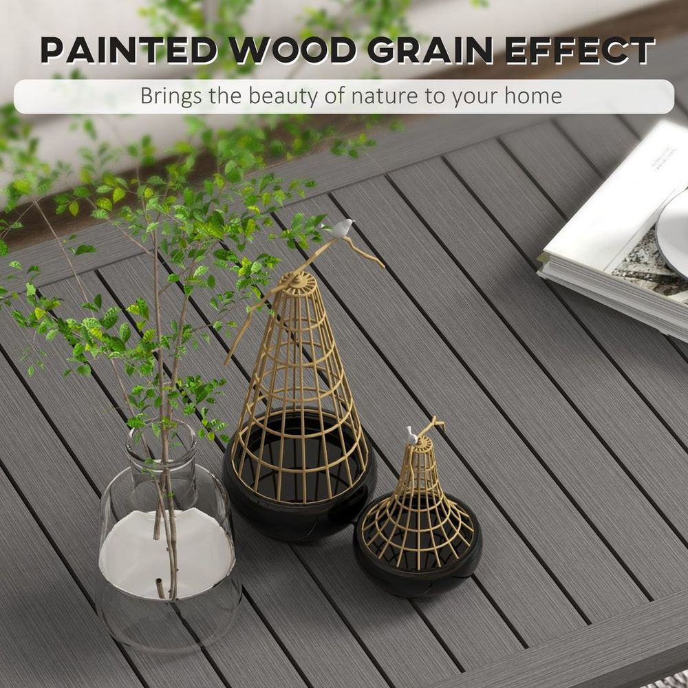 Outsunny Aluminium Outdoor Coffee Table Patio Table with Brown Wood Grain Effect - anydaydirect