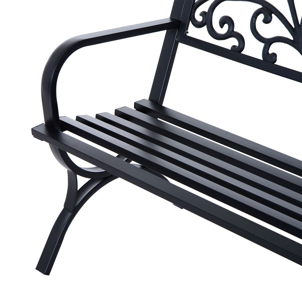 Garden Bench, Steel-Black - anydaydirect