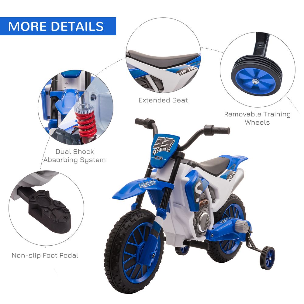 12V Kids Electric Motorbike Ride-On Motorcycle Training Wheels - Blue - anydaydirect