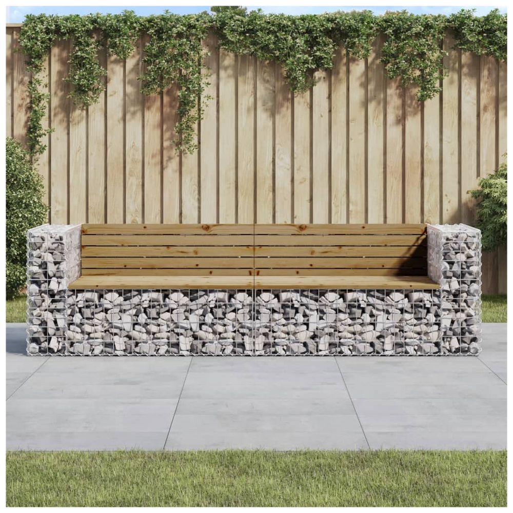 vidaXL Garden Bench Gabion Design 244x71x65.5 cm Impregnated Wood Pine - anydaydirect