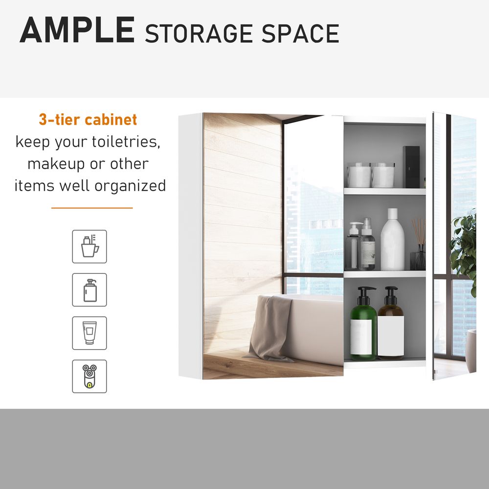 Wall Mounted Bathroom Mirror Storage Cabinet w/ Door Adjustable Shelf HOMCOM - anydaydirect