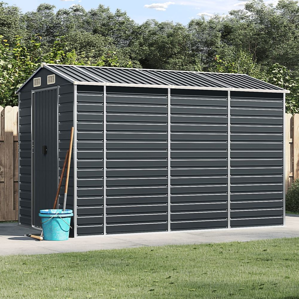 vidaXL Garden Shed Anthracite 191x300x198 cm Galvanised Steel - anydaydirect