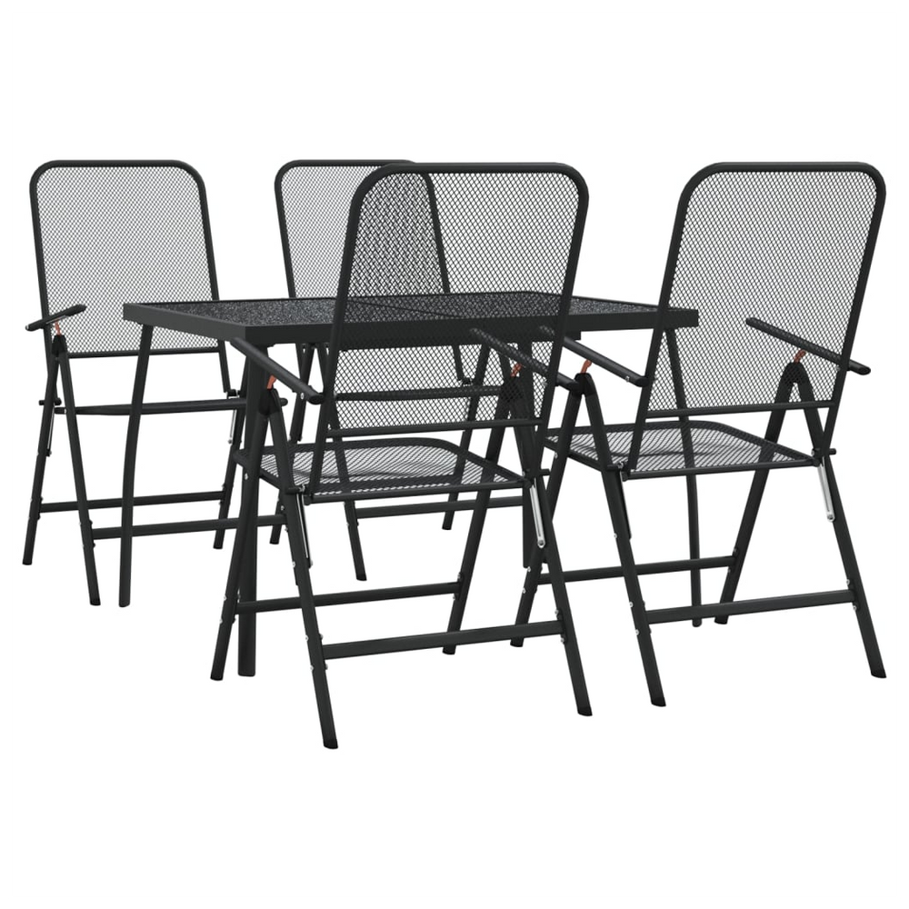 vidaXL 5 Piece Garden Dining Set Anthracite Metal Mesh - anydaydirect