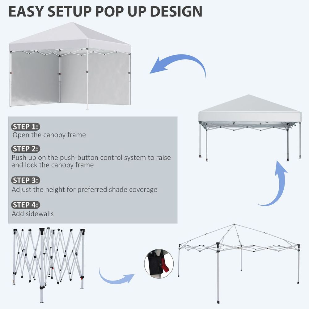 3 x 3 (M) Pop Up Gazebo Event Shelter with 2 Sidewalls, Weight Bags, White - anydaydirect