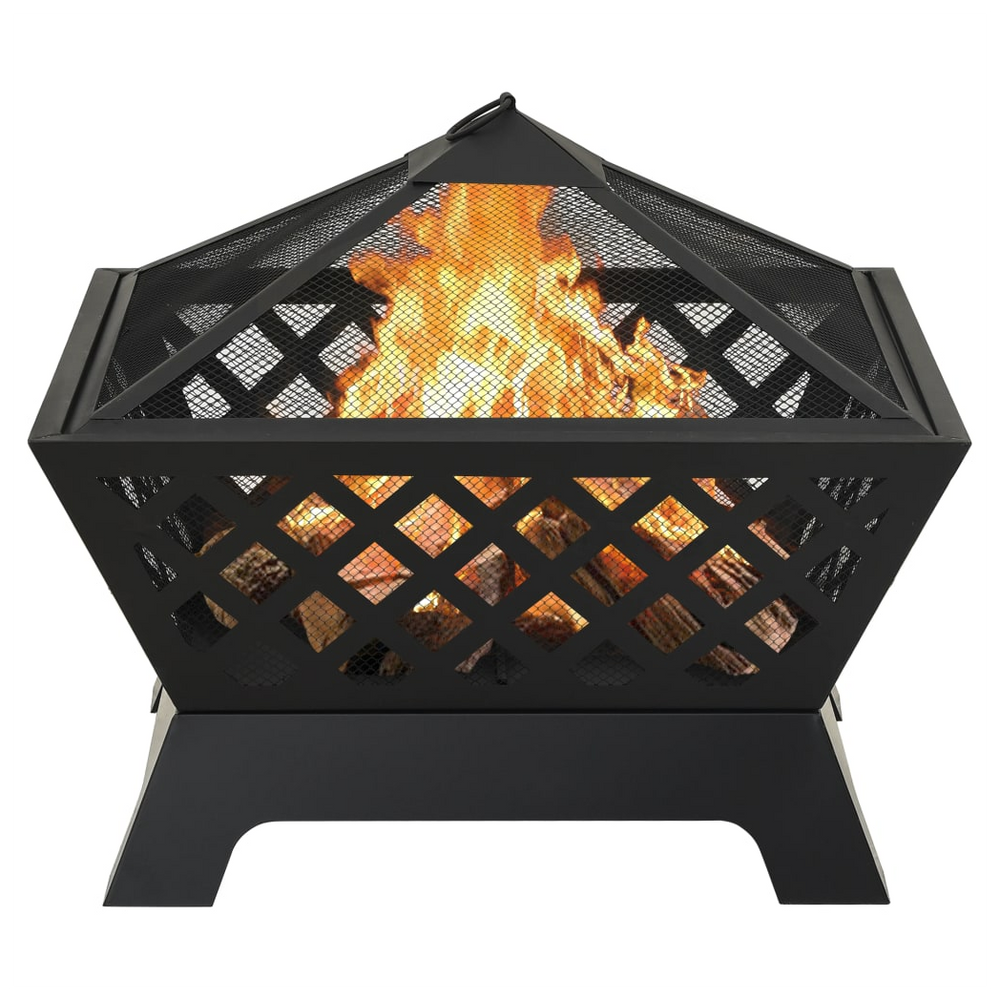 Fire Pit with Poker 64 cm XXL Steel - anydaydirect