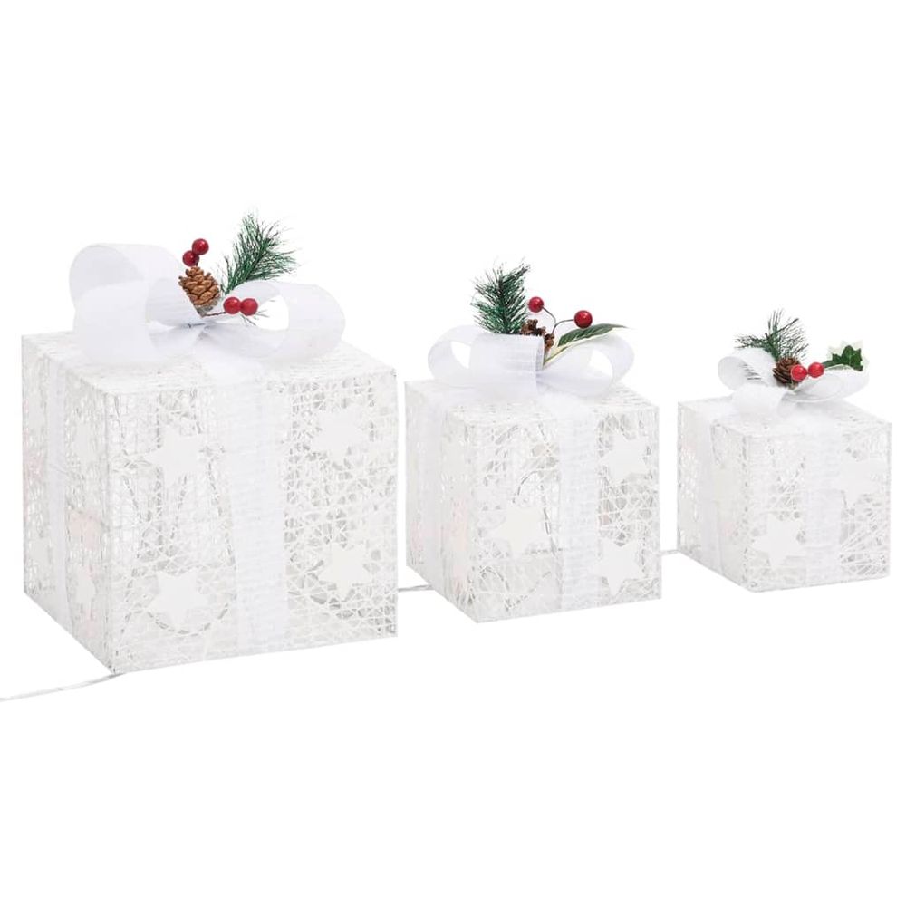 Decorative Christmas Gift Boxes 3 pcs Silver & Red Outdoor Indoor - anydaydirect