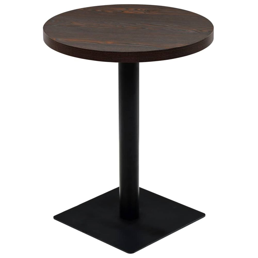 Bistro Table MDF and Steel Round 60x75 cm Dark Ash - anydaydirect