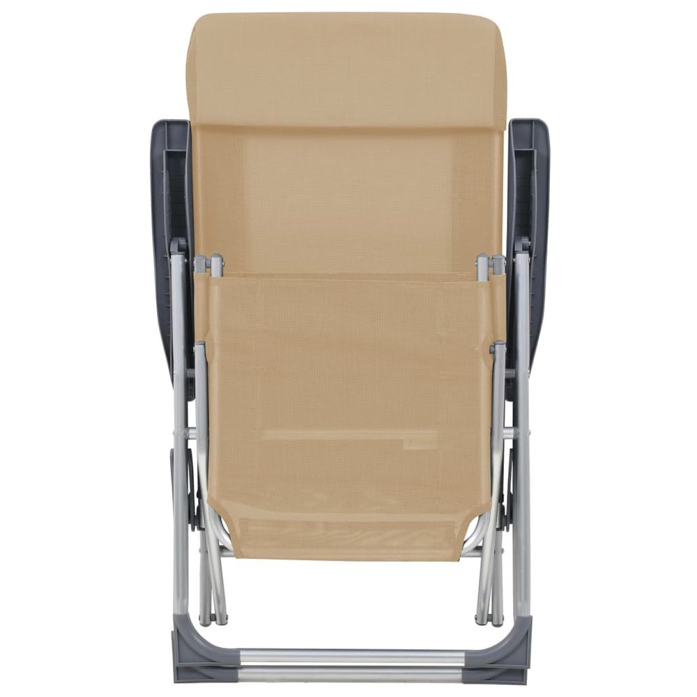 Folding Camping Chairs with Footrests 2 pcs Cream Textilene - anydaydirect