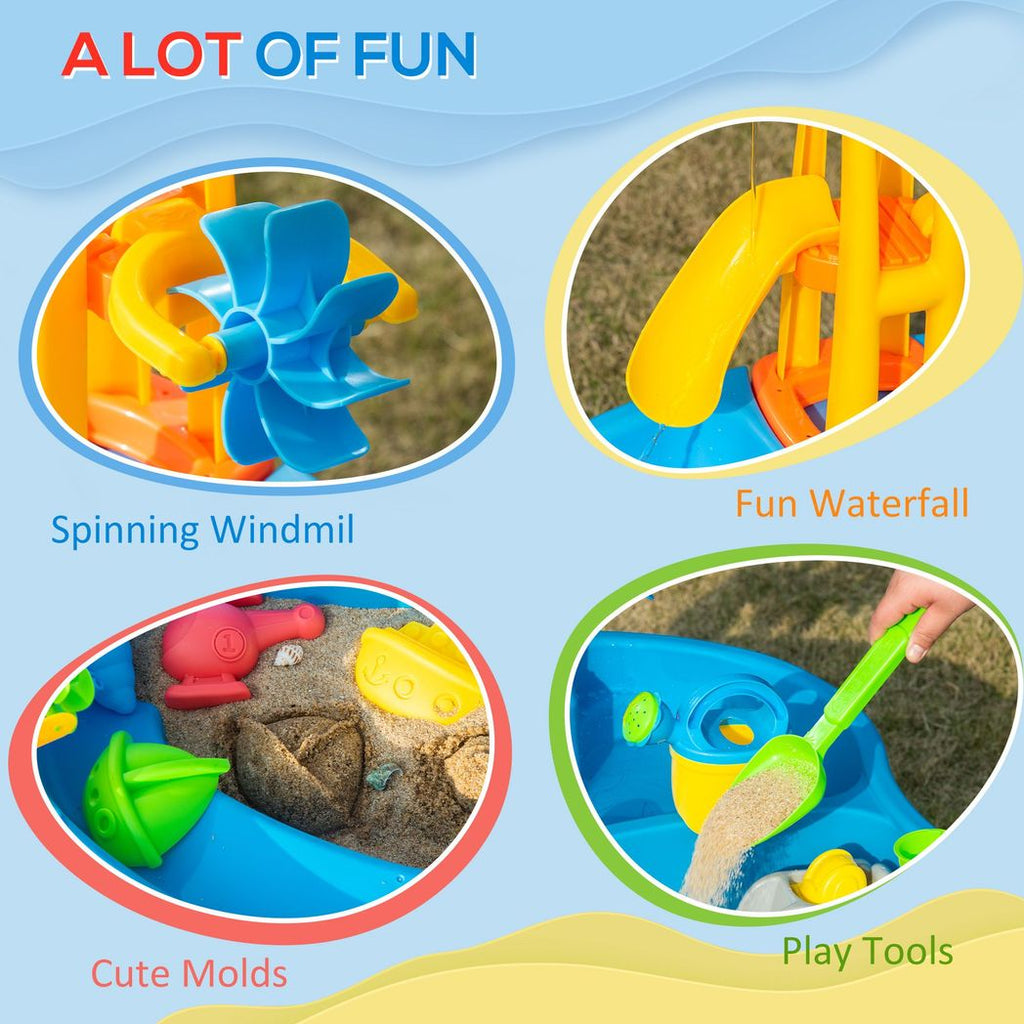 HOMCOM 2 in 1 Sand and Water Table, for 18+ Months, Kids Outdoor Beach Garden - anydaydirect