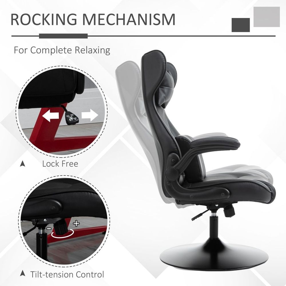 Vinsetto Gaming Chair Home Office Chair w/ Swivel Pedestal Base Lumbar Support - anydaydirect