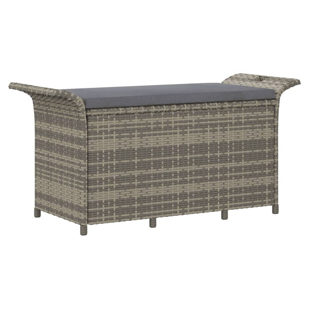 vidaXL Garden Bench with Cushion Grey 116x46x57 cm Poly Rattan - anydaydirect