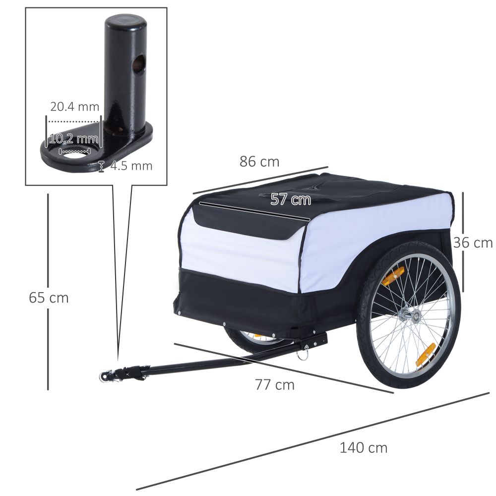 Bicycle Cargo Trailer with Cover Black White Bike in Steel Frame Cover & Hitch Bike - anydaydirect