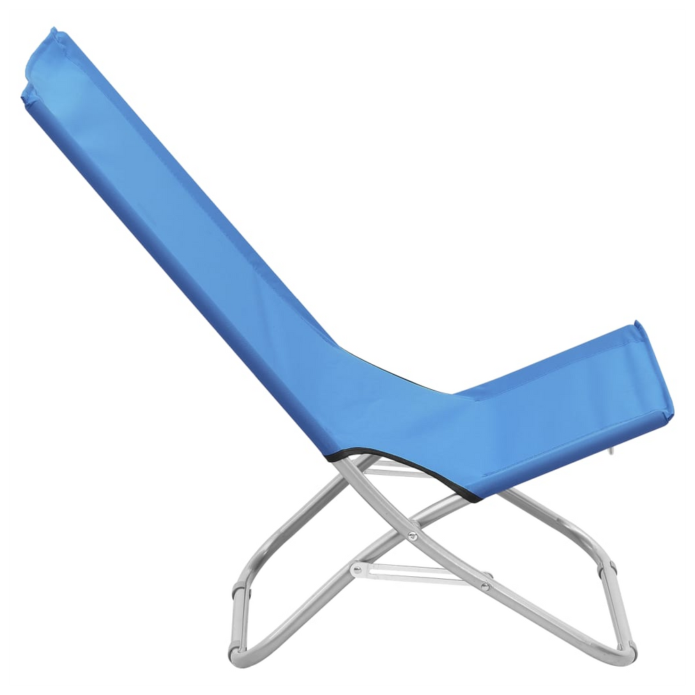 Folding Beach Chairs 2 pcs Blue Fabric - anydaydirect