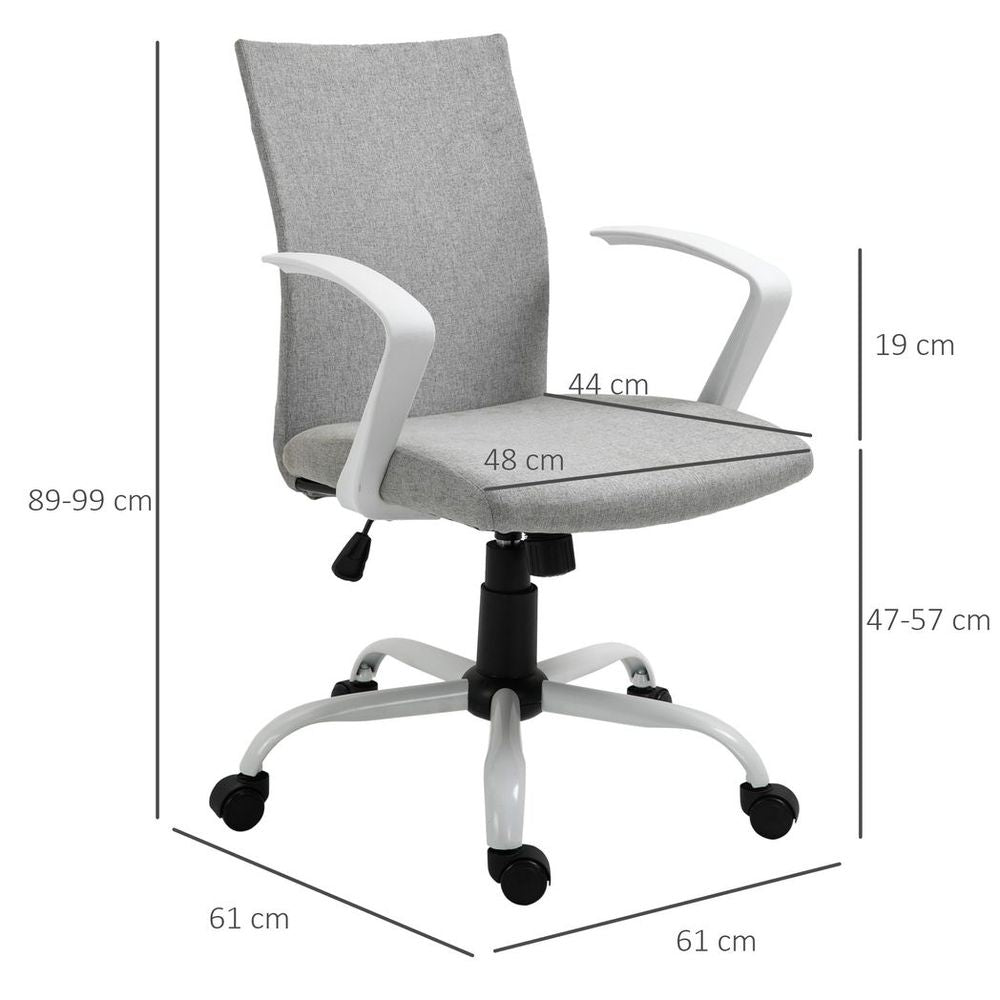 Office Chair Linen Swivel Computer Desk Chair Home Study Task Chair, Light Grey - anydaydirect