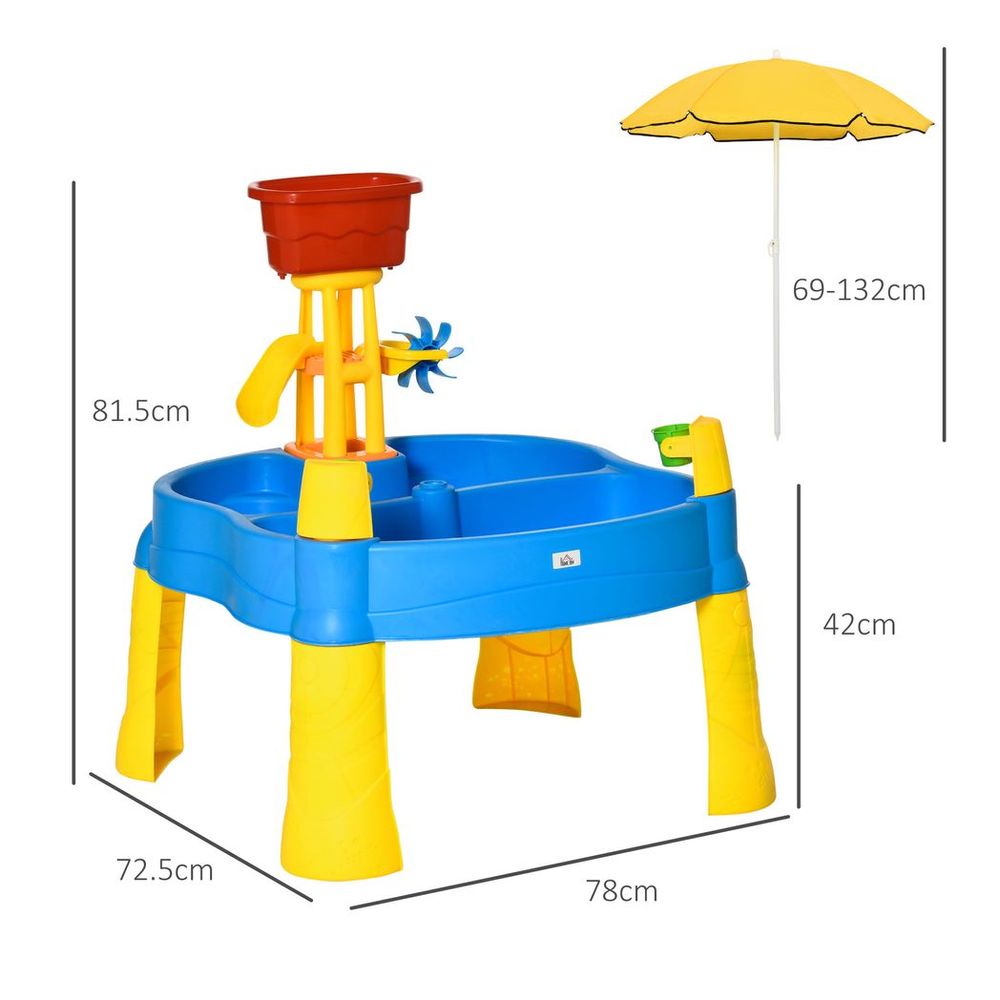 HOMCOM 2 in 1 Sand and Water Table, for 18+ Months, Kids Outdoor Beach Garden - anydaydirect