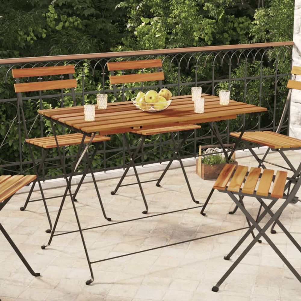 Folding Bistro Table 100x54x71 cm Solid Wood Acacia and Steel - anydaydirect