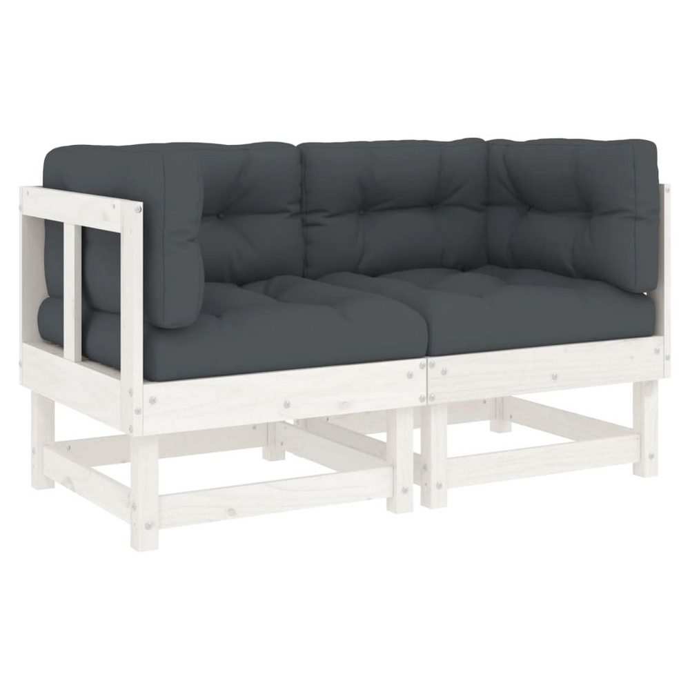 vidaXL Corner Sofas with Cushions 2 pcs White Solid Wood Pine - anydaydirect