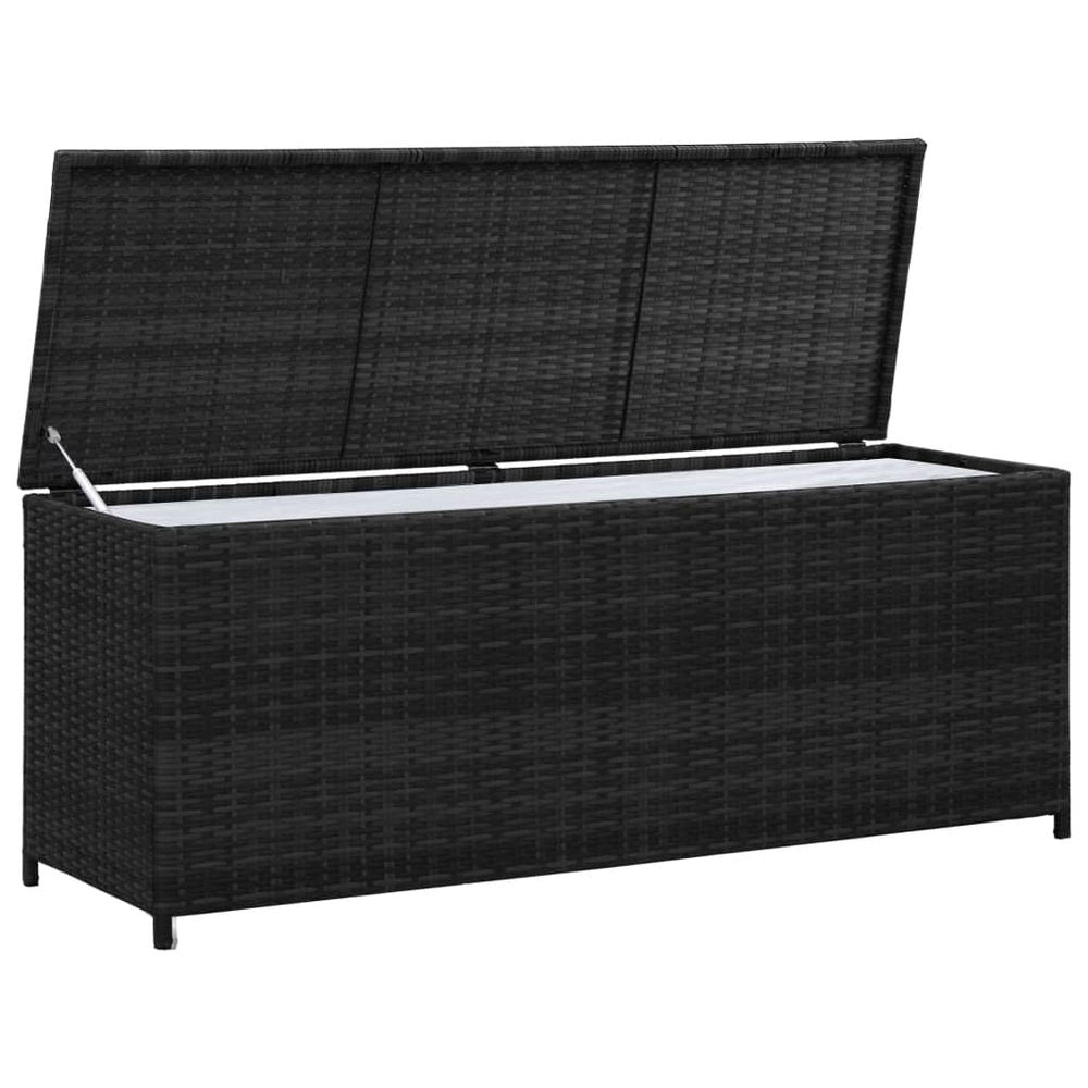 Garden Storage Box Black 150x50x60 cm Poly Rattan - anydaydirect