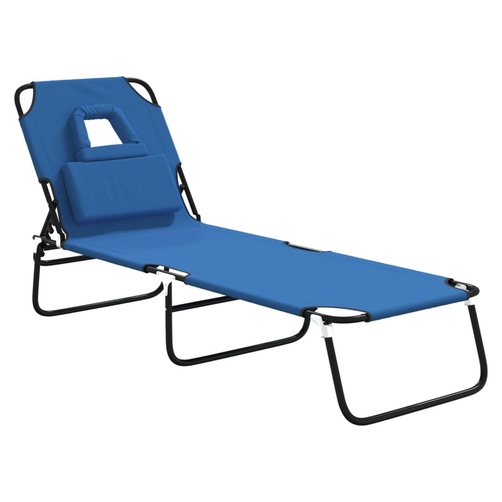 vidaXL Folding Sun Lounger Blue Oxford Fabric&Powder-coated Steel - anydaydirect