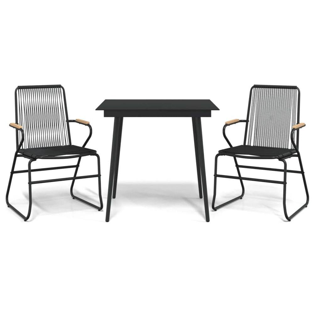 3 Piece Garden Dining Set Black PVC Rattan - anydaydirect