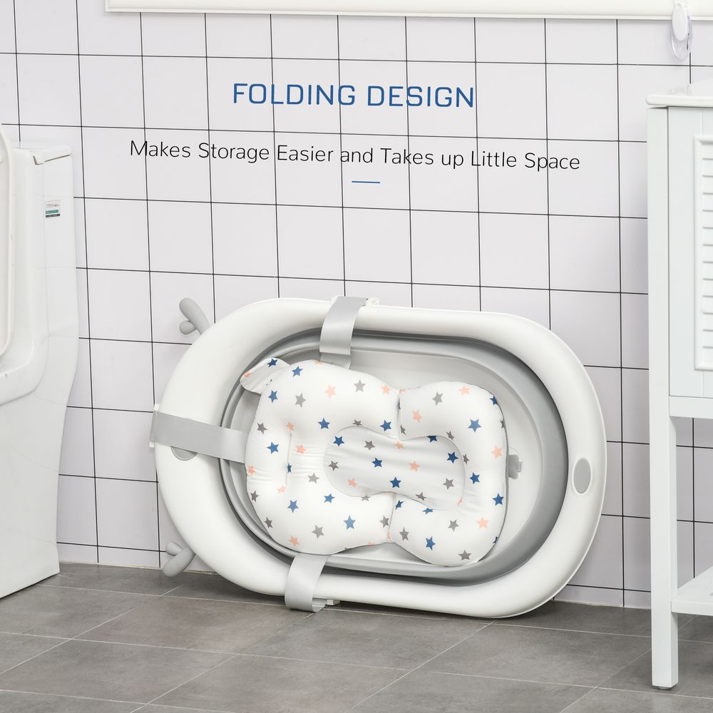 Foldable Baby Bath Tub Ergonomic with Temperature-Induced Water Plug - anydaydirect