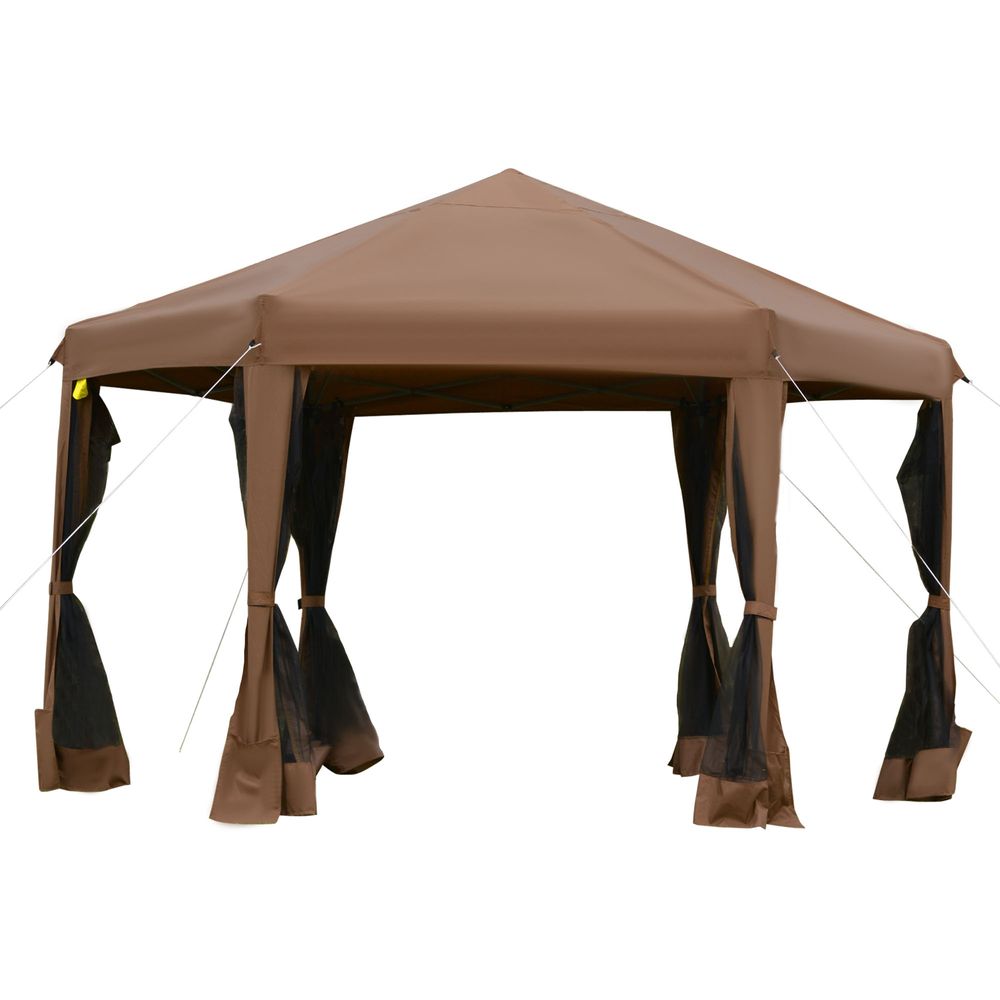3.2m Pop Up Gazebo Hexagonal Tent Sun Protection with Mesh Sidewalls, Handy Bag - anydaydirect