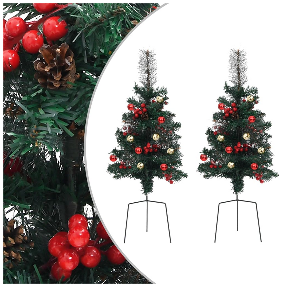 Artificial Pathway Christmas Trees 2 pcs 76 cm PVC - anydaydirect