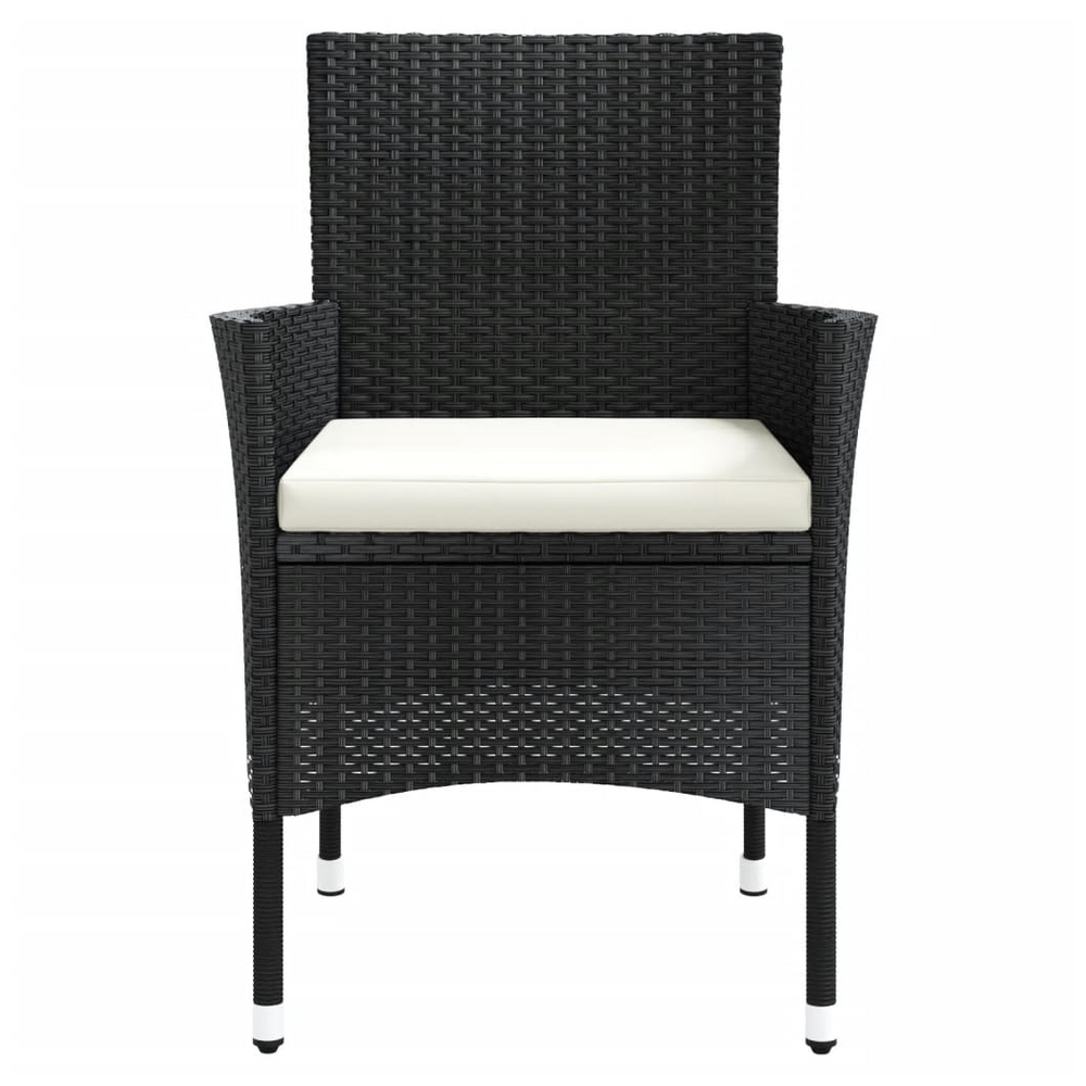 vidaXL Garden Chairs with Cushions 4 pcs Black Poly Rattan - anydaydirect