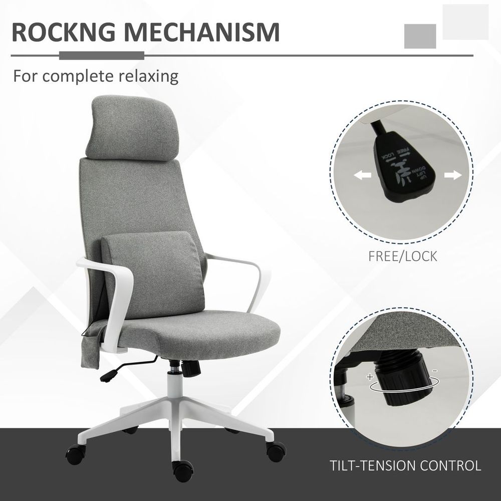 Massage Office Chair with 2 Points Lumbar Support Adjustable Height - anydaydirect