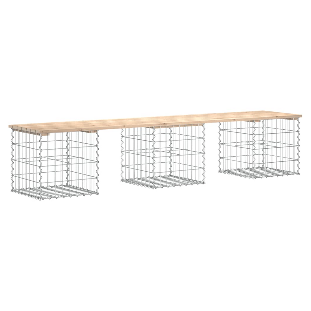 vidaXL Garden Bench Gabion Design 203x44x42 cm Solid Wood Pine - anydaydirect