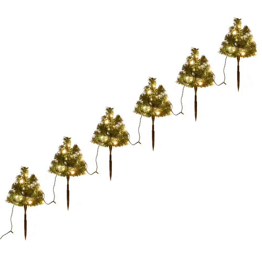 Christmas Pathway Trees 6 pcs with Warm White LEDs 45 cm PVC - anydaydirect