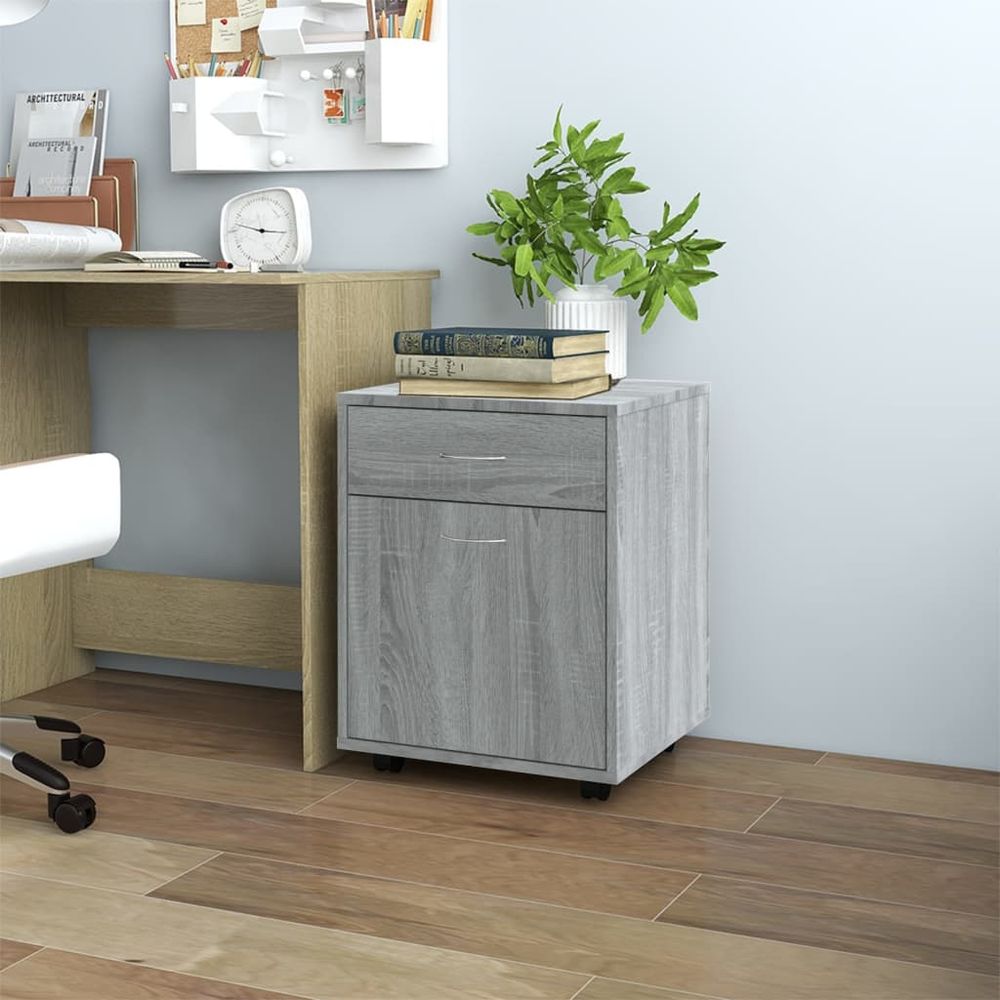 Rolling Cabinet Smoked Oak 45x38x54 cm Engineered Wood - anydaydirect