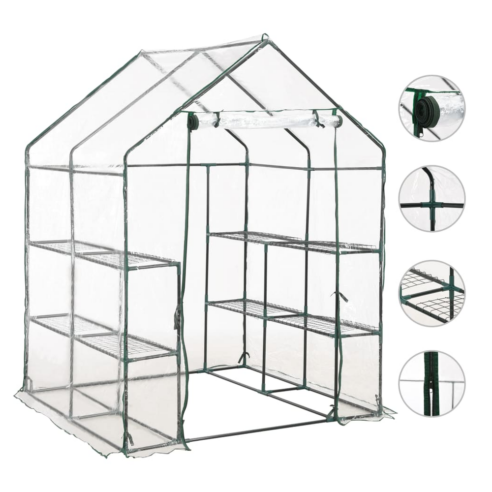 Greenhouse with 8 Shelves 143x143x195 cm - anydaydirect