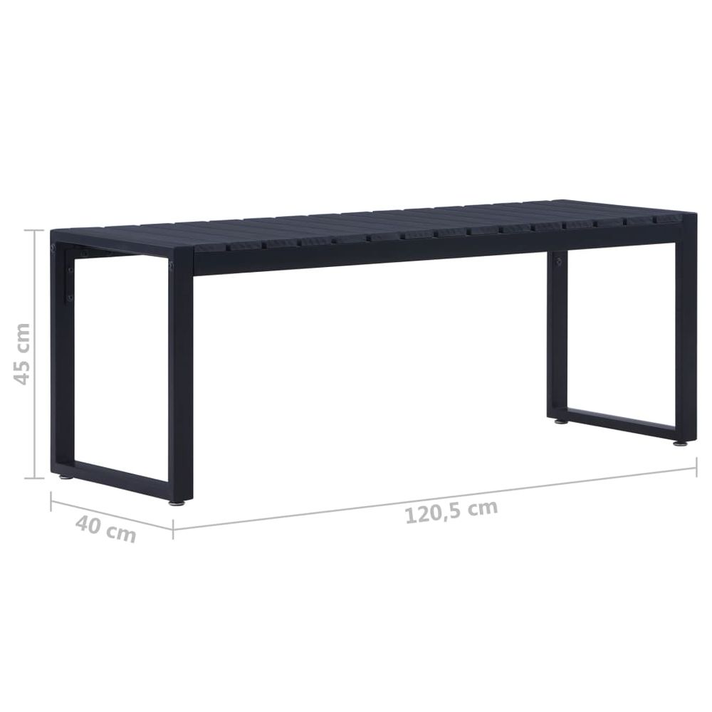 Garden Bench 120.5 cm PS Board Black - anydaydirect