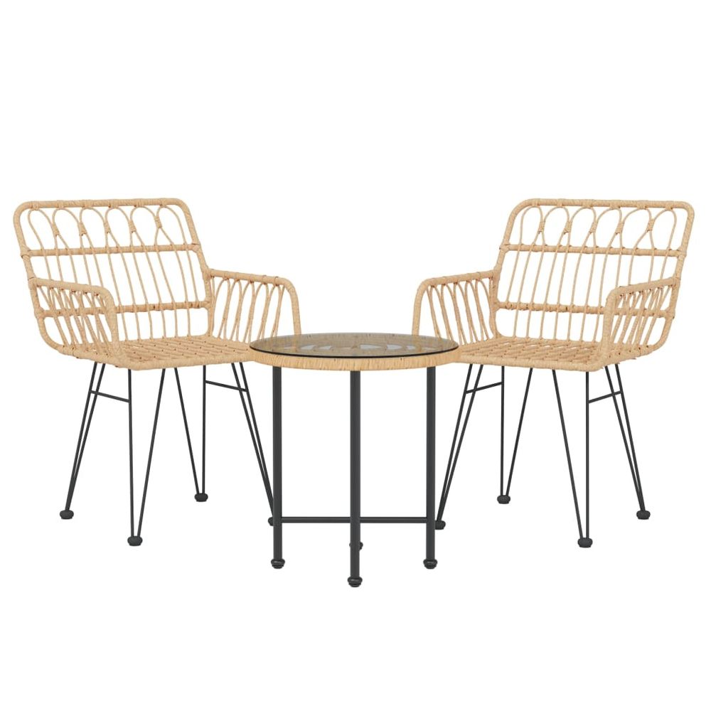 3 Piece Garden Dining Set Poly Rattan - anydaydirect