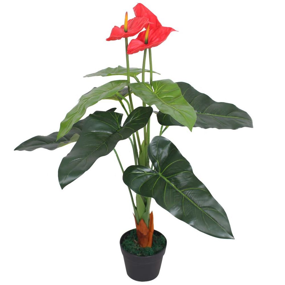 Artificial Anthurium Plant with Pot 90 cm Red and Yellow - anydaydirect