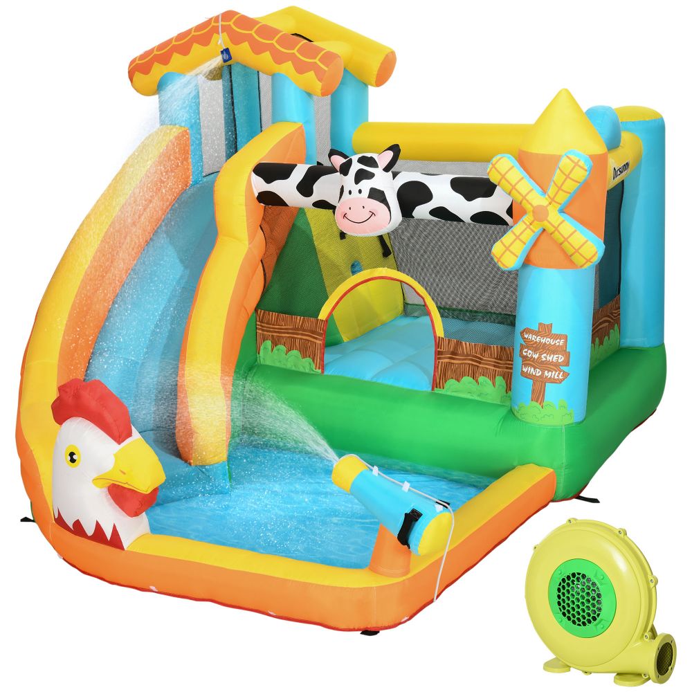 Outsunny Inflatable House, Kids Bounce Castle with Inflator, Bag - anydaydirect