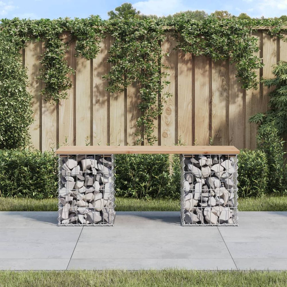 vidaXL Garden Bench Gabion Design 103x31x42 cm Solid Wood Pine - anydaydirect