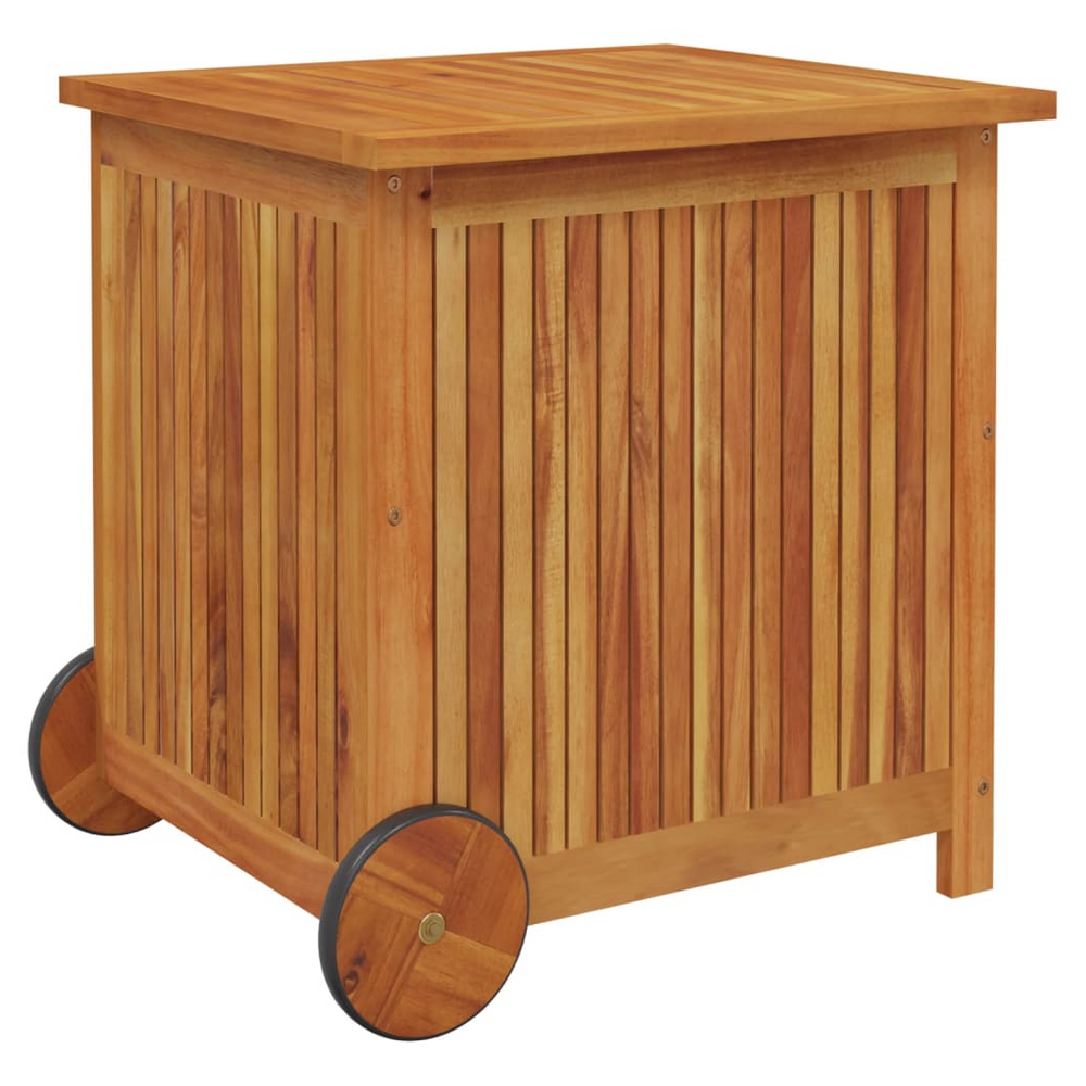 Garden Storage Box with Wheels 60x50x58 cm Solid Wood Acacia - anydaydirect