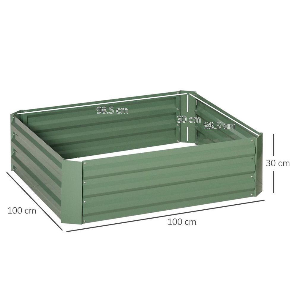 Outsunny Set of 2 Raised Garden Bed Galvanised Planter Box Easy Setup Green - anydaydirect