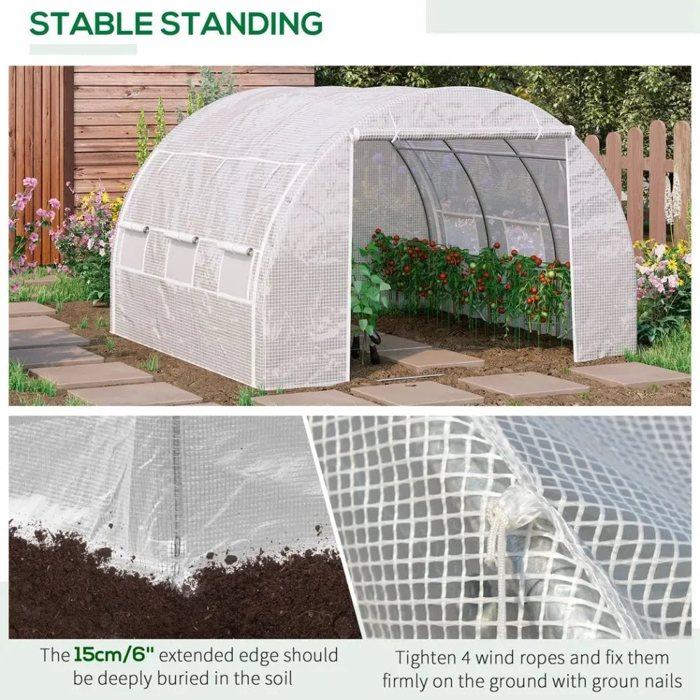 3 x 3 x 2 m Polytunnel Greenhouse Pollytunnel Tent w/ Steel Frame White - anydaydirect