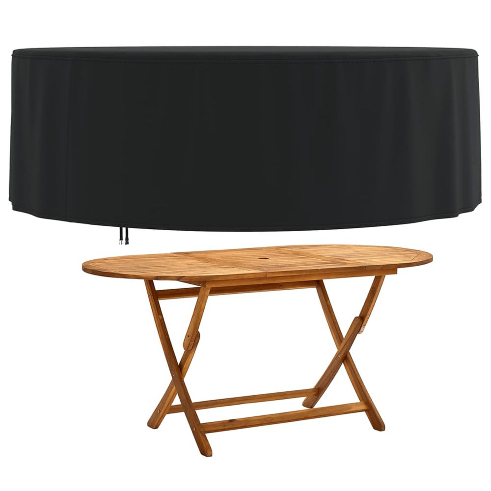 vidaXL Garden Furniture Cover Round Black Ø 244x71 cm 420D Oxford - anydaydirect