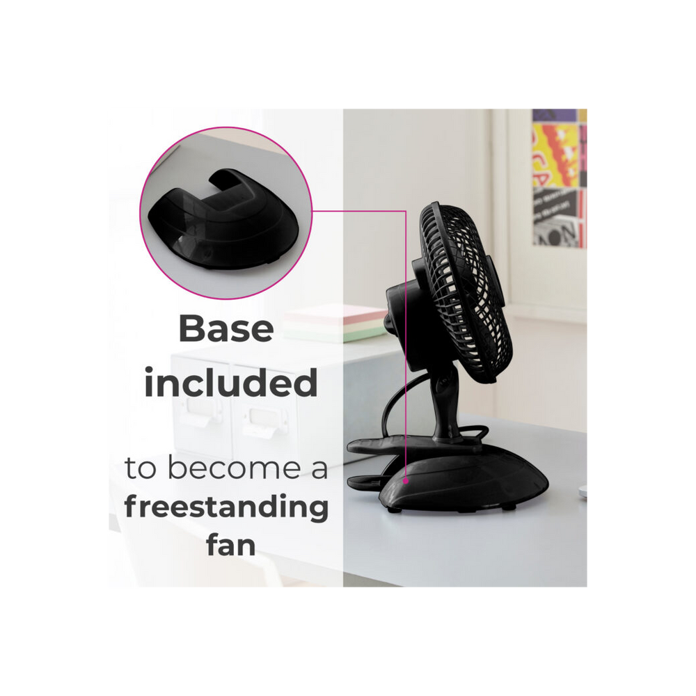 Neo Mini Clip Base Mount Desk Fan Black - anydaydirect