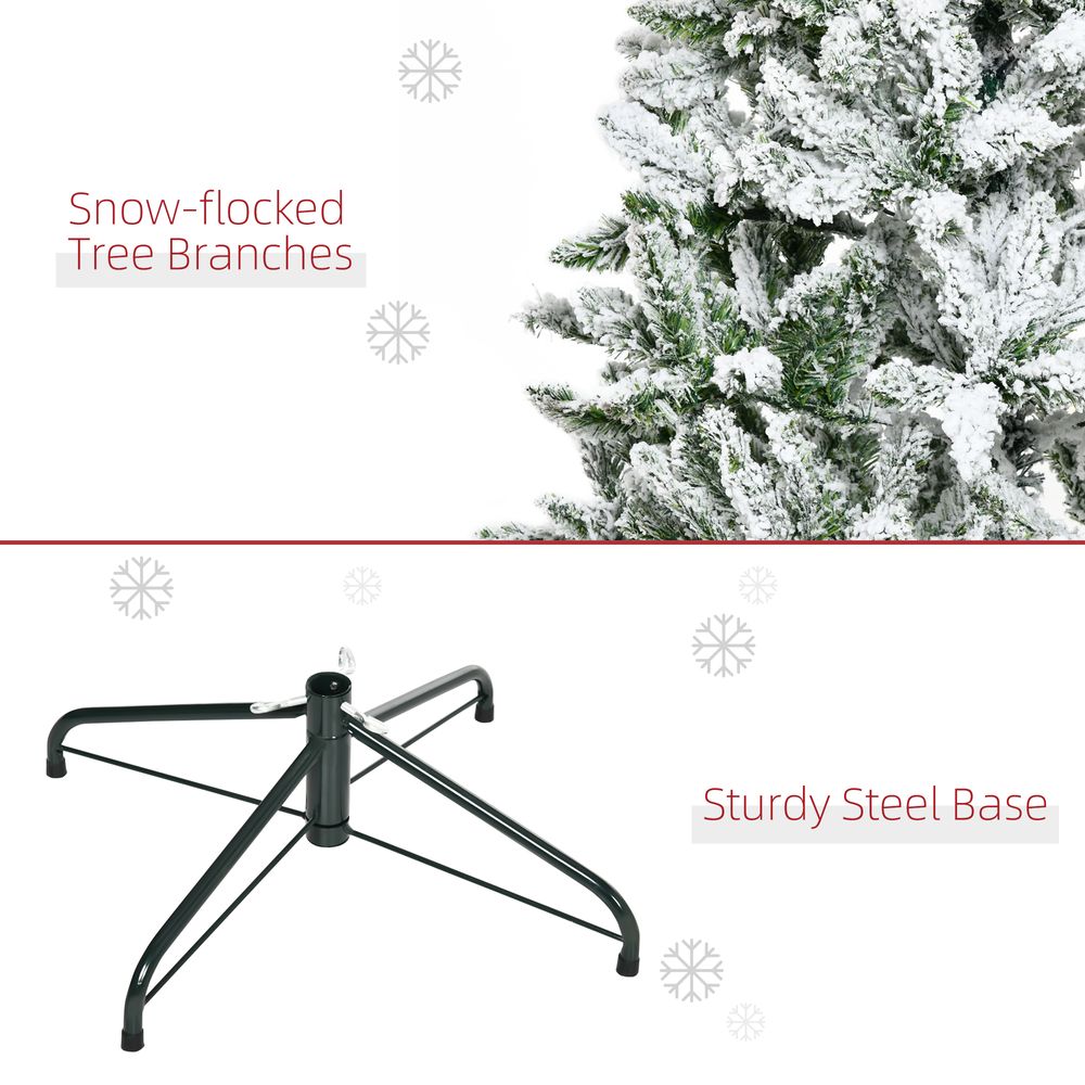 6ft Snow Flocked Artificial Christmas Tree w/ Realistic Branch Tips HOMCOM - anydaydirect