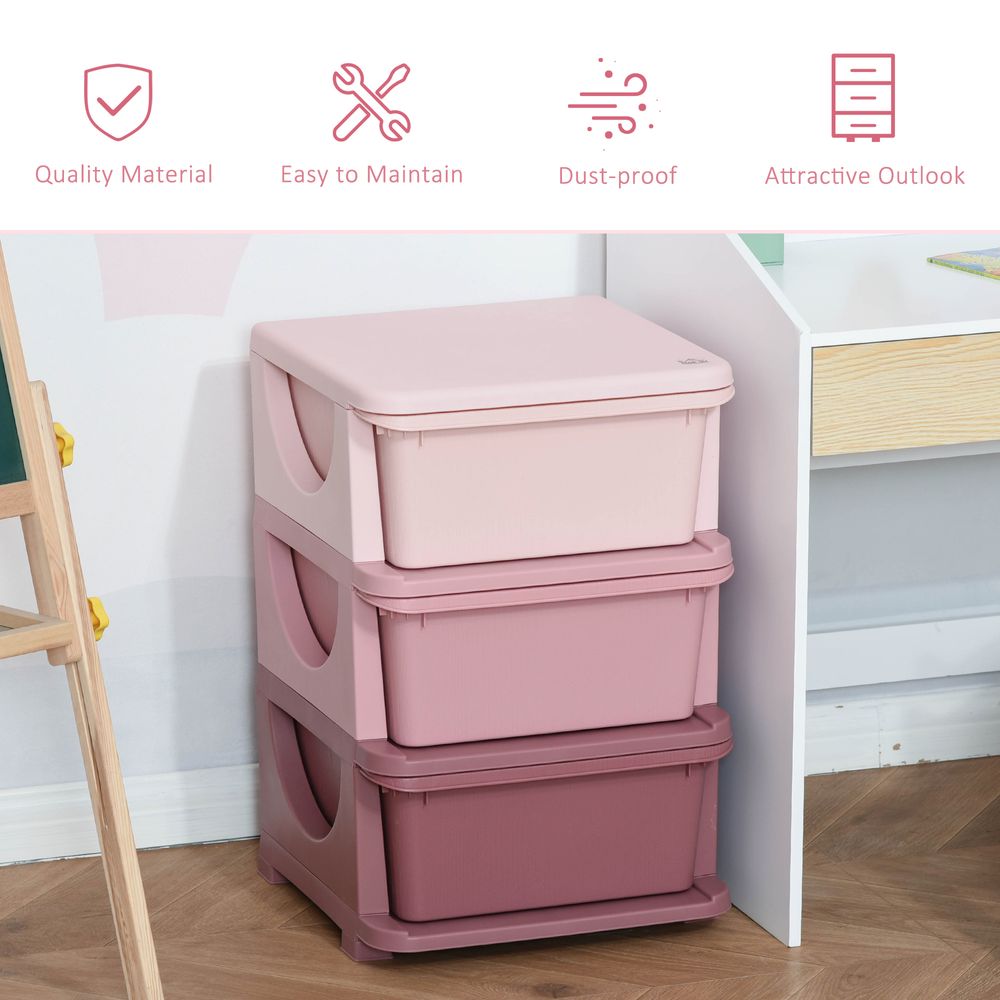 HOMCOM Kids Storage Units with Drawers 3 Tier Chest Vertical Dresser Tower - anydaydirect