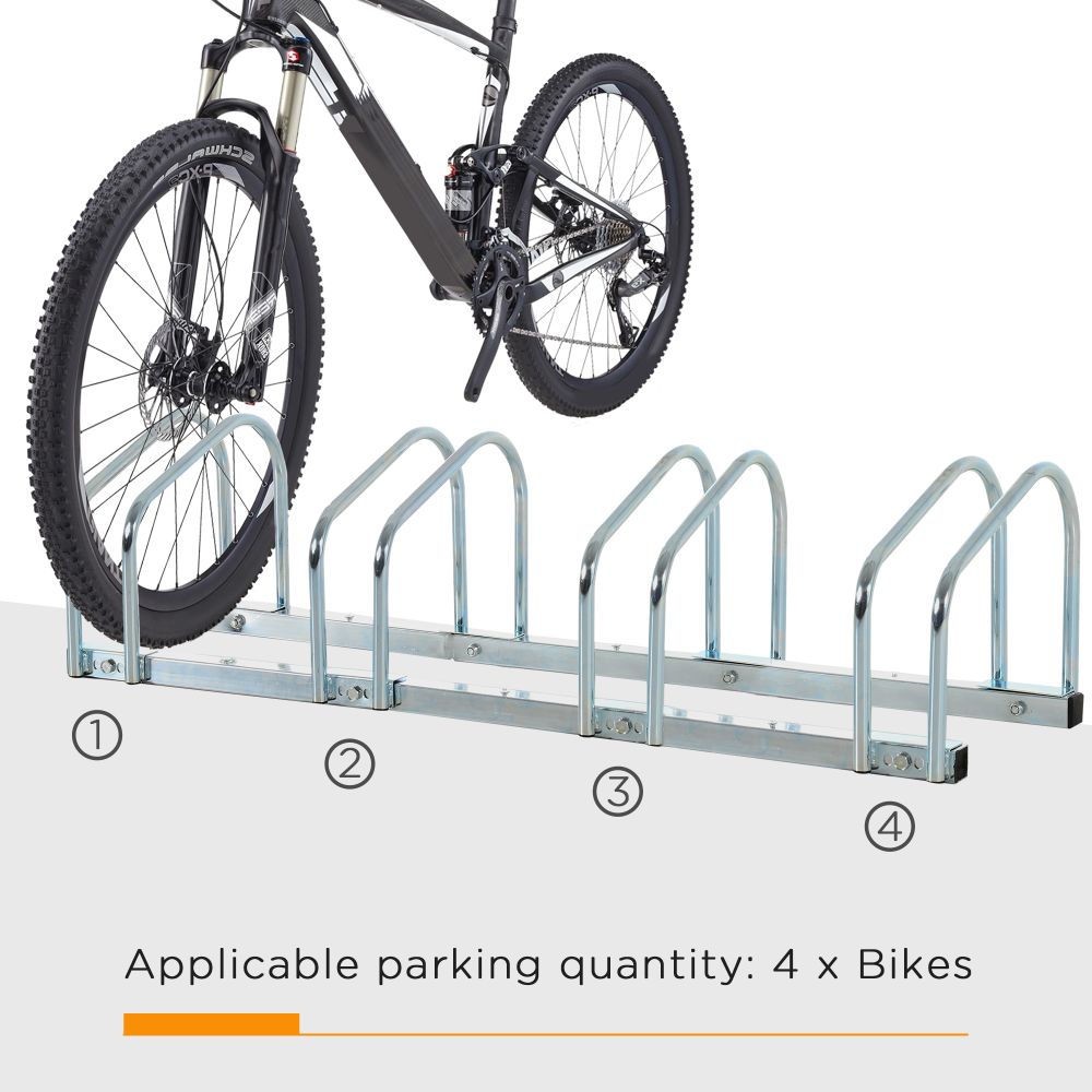 Bike Parking Rack Bicycle Locking Storage Stand for 4 Cycling Silver - anydaydirect
